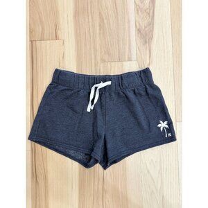 Hurley XS Charcoal Gray Sweat Shorts With Palm Tree Logo